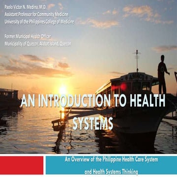 An Introduction to Health Systems; An Overview of the Philippine Health Care ...