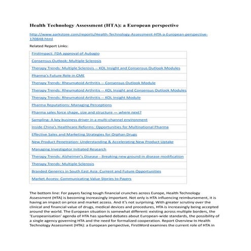 Health technology assessment