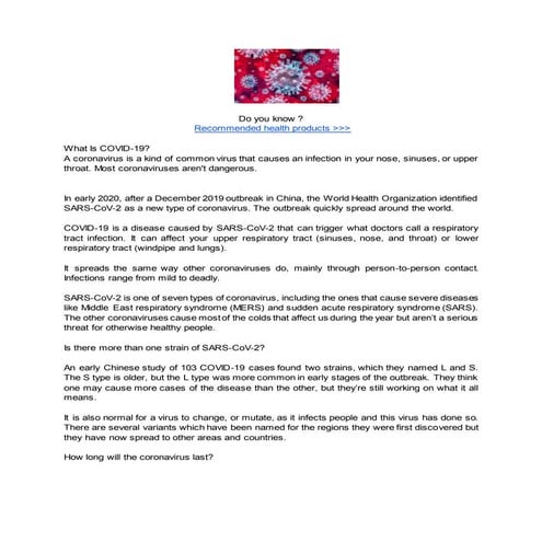 Health tips in Covid-19 2021