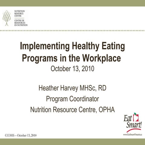 Implementing Healthy Eating Programs in the Workplace