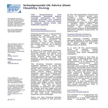 Healthy Living: Outdoors Learning at School Grounds