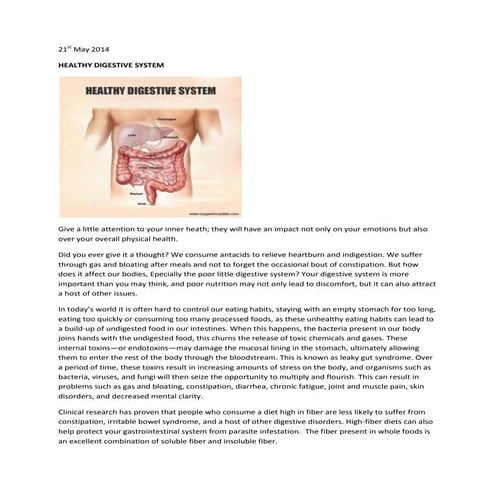 HEALTHY DIGESTIVE SYSTEM