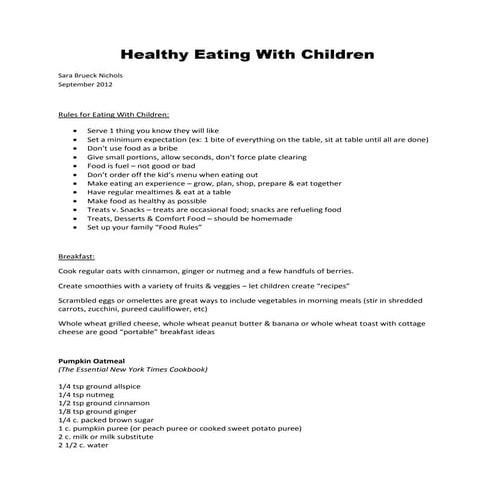 Healthy Eating With Children | PDF