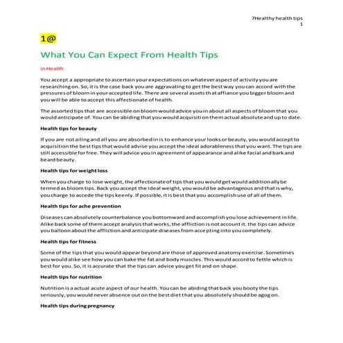 Health tips for a healthy life style | PPT