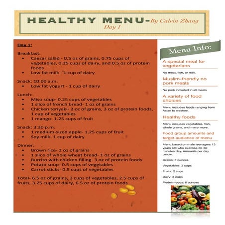 Healthy menu final  calvin zhang