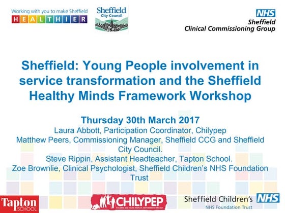 Delivering a Drop in Mental Health Service: Children and Young People's ...