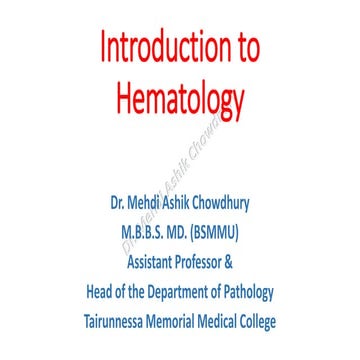 Introduction to Hematology ( Part 1 )