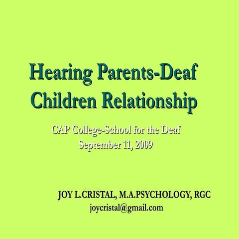 Hearing Parents Deaf Children Relationship
