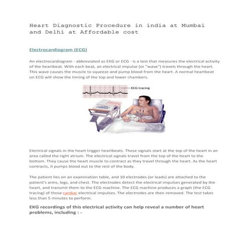 Heart diagnostic procedure in india at mumbai and delhi at affordable cost