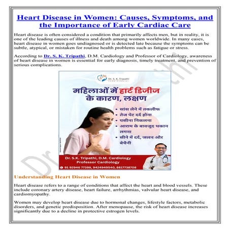 Heart Disease in Women: Causes, Symptoms, and the Importance of Early ...