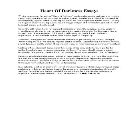 Heart Of Darkness Essays
