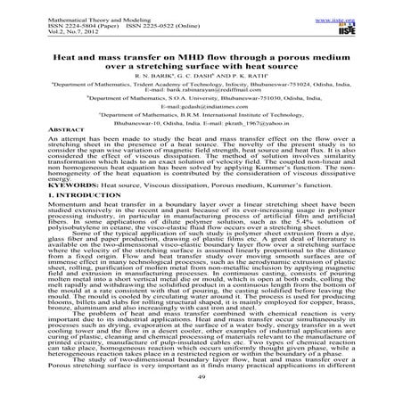 Heat and mass transfer on mhd flow through a porous medium | PDF