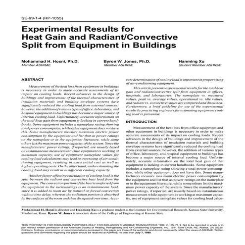 Heat gain valuees foe equipment