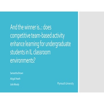 And the winner is…: does competitive team-based activity enhance learning for...