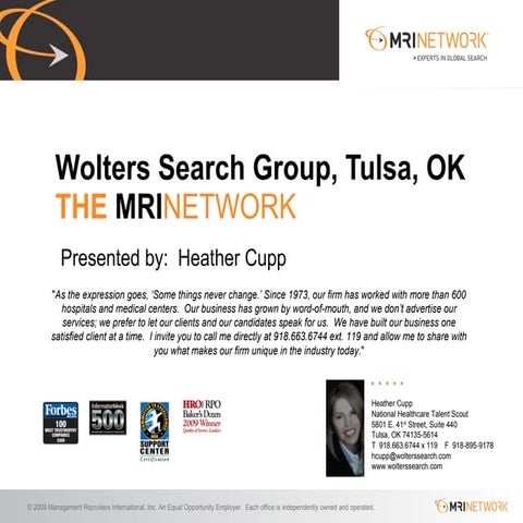 Heather cupp presentation to healthcare clients