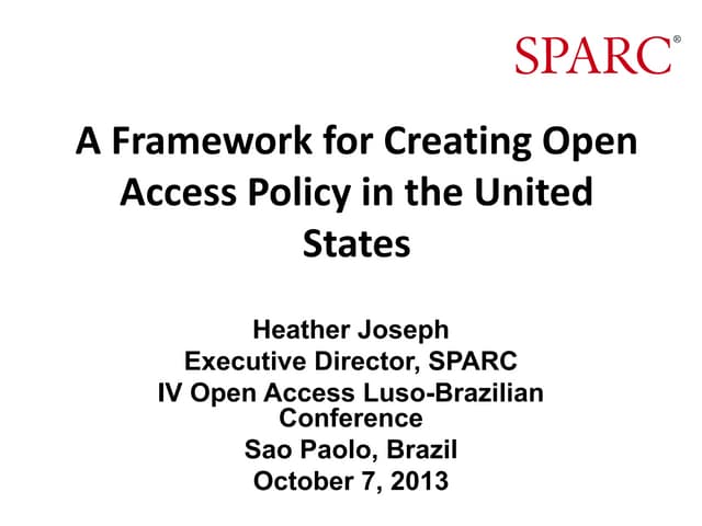 Developing a framework for open access policies in the United States