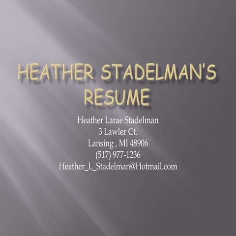Heather stadelman’s resume