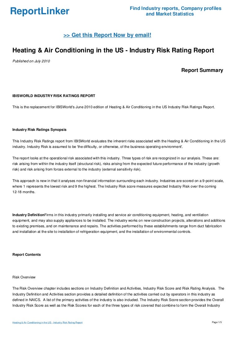 Heating & Air Conditioning in the US Industry Risk Rating Report
