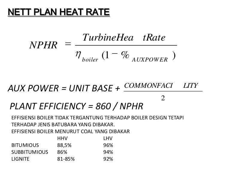 Heat rate formula