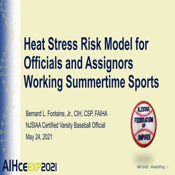 Heat Stress for Baseball Officials and Assignors