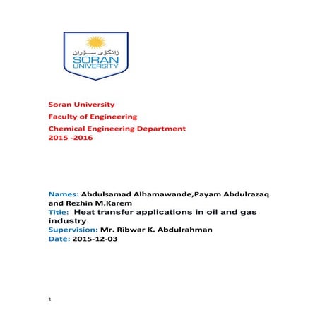 Heat transfer applications in oil and gas industry 