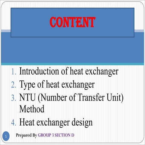 Heat exchanger and its type,ntu method