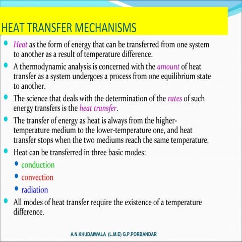 Heat transfer in thermal engineering