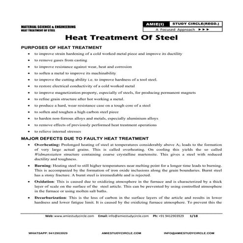 Heat treatment of Steel | PDF