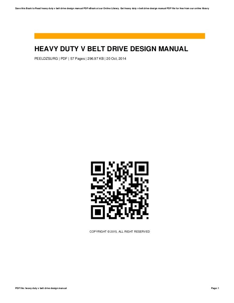 Heavy duty v belt drive design manual
