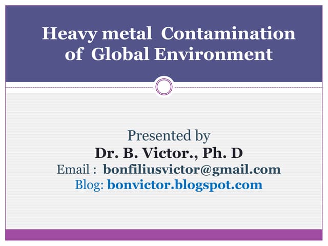 Heavy metal  contamination of global environment