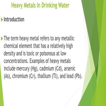 Heavy metals in drinking water | PPTX
