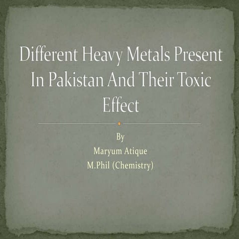 Heavy metals in pakistan