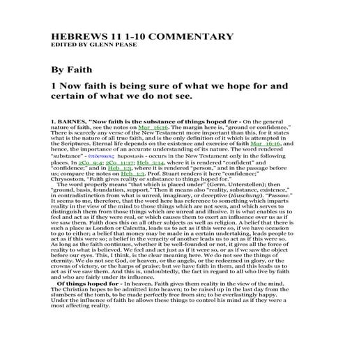 Hebrews 11 1 10 commentary | PDF