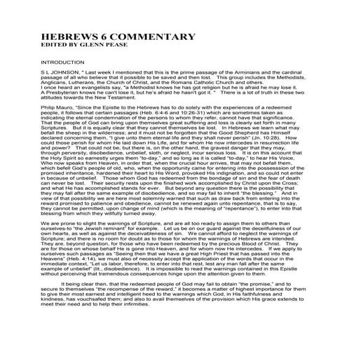 Hebrews 6 commentary