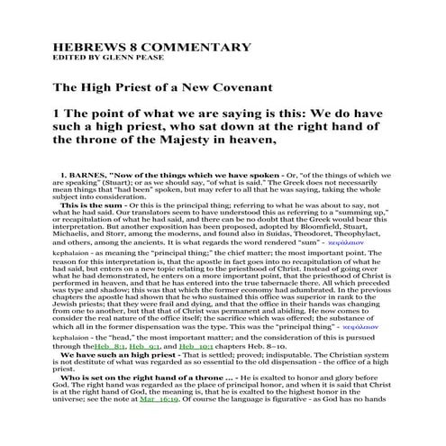 Hebrews 8 Commentary Pdf