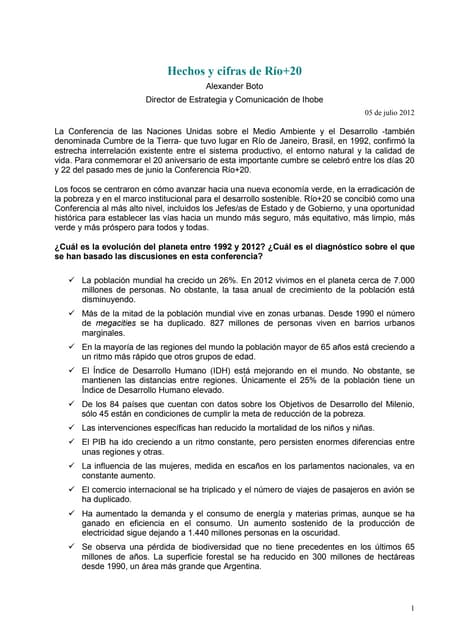 Hechos y cifras de Río+20 por Alexander Boto
