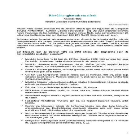 Rio+20ko egitateak eta zifrak Alexander Boto-ren partetik