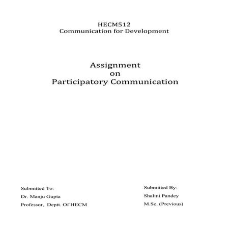Hecm512 assignment on participatory communication