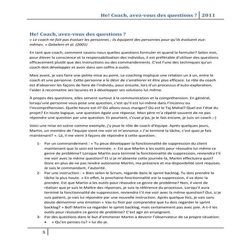 He! coach, avez-vous des questions?