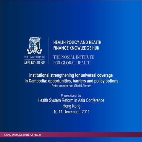 Institutional strengthening for universal health coverage in Cambodia