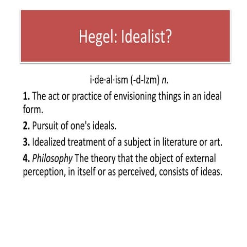 Communication and Culture HEGEL IDEALISM MARKET LIBERALISM FREE MARKET