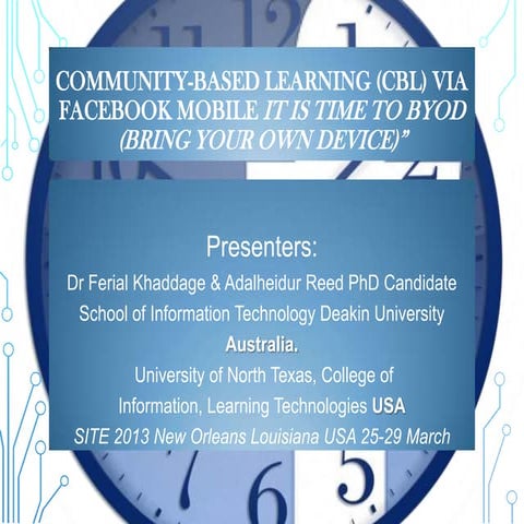 Community-Based Learning (CBL) via Facebook Mobile It is Time to BYOD (Bring Your Own Device)”