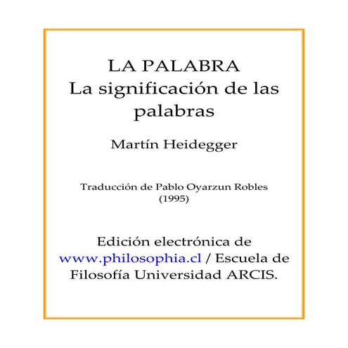 Heidegger, martin   la palabra
