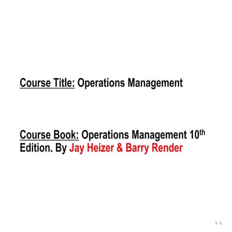 Productions & Operations Management Chapter 01