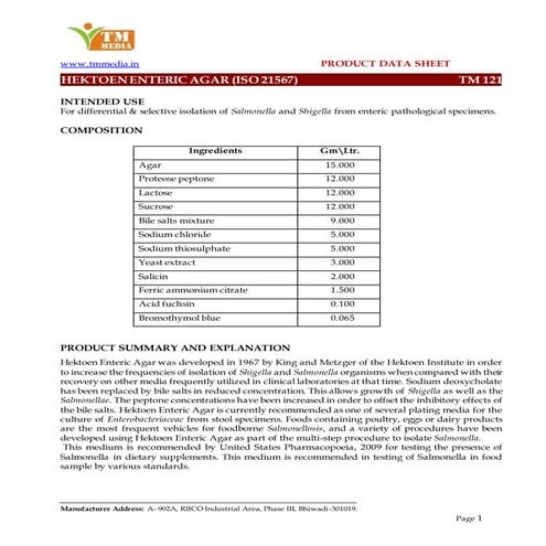 Hektoen enteric agar | DOCX