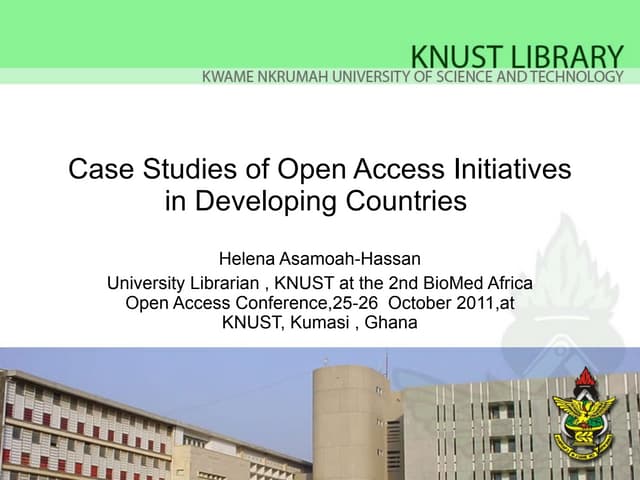 Case studies of open access initiatives for access to information in developi...