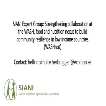 Linking Water, Sanitation and Agricultural Sectors for Enhanced Nutrition