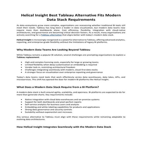 Helical Insight Best Tableau Alternative Fits Modern Data Stack ...