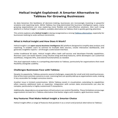 Helical Insight Explained A Smarter Alternative to Tableau for Growing ...