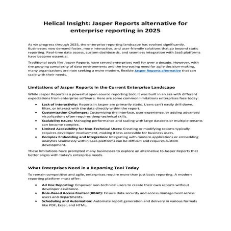 Helical Insight vs. Jasper Reports The Ultimate Open-Source Reporting ...